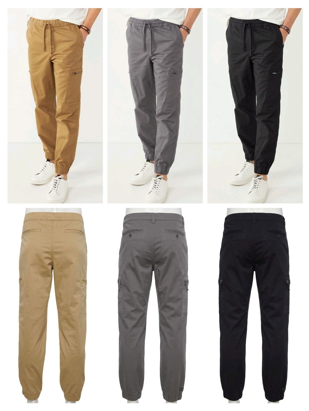 Men's Sonoma Goods For Life The Everyday Zip Jogger Pants, Size Large - 3 Pcs